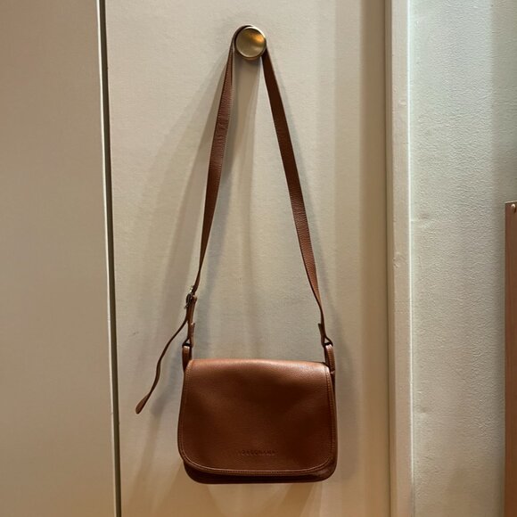 Longchamp Le Foulonne Leather Small Crossbody (Tan/Caramel Colour) - Picture 7 of 13